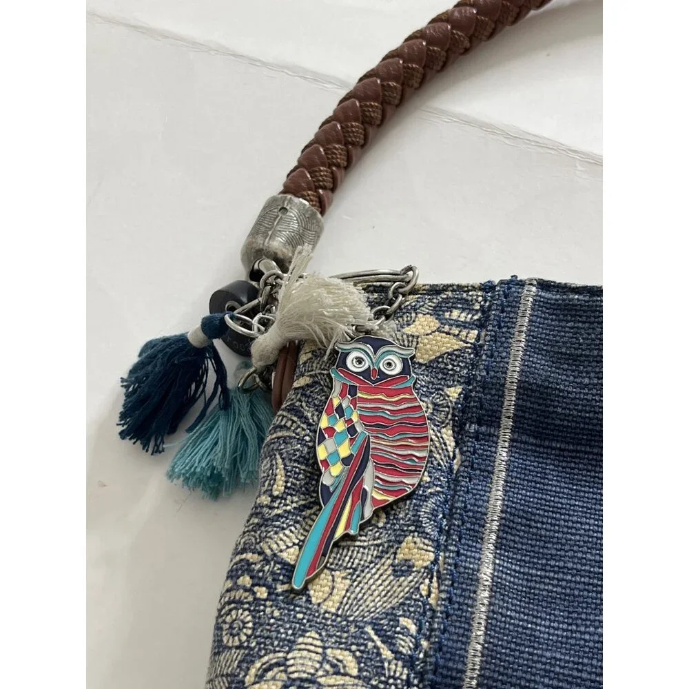 Sackroots Women's Elsa Small Hobo Bag Blue Jute‎ Blend Faux Leather Strap